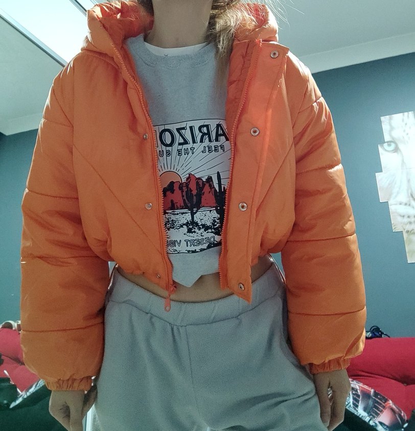 Turuncu Şişme Mont - Görsel 3