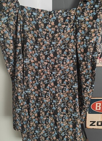 Karpuz kol büzgülü çiçekli elbise  - Görsel 8