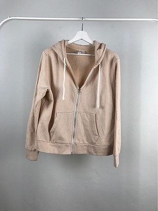 l Beden ten rengi Renk Fermuarlı Sweatshirt 