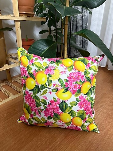 Beden çeşitli Renk Limon desenli kırlent kılıfı
