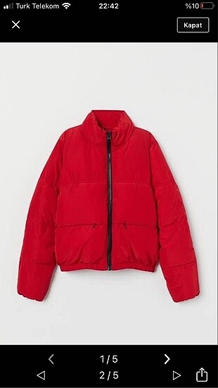 H&M Kırmızı H&M kısa şişme mont