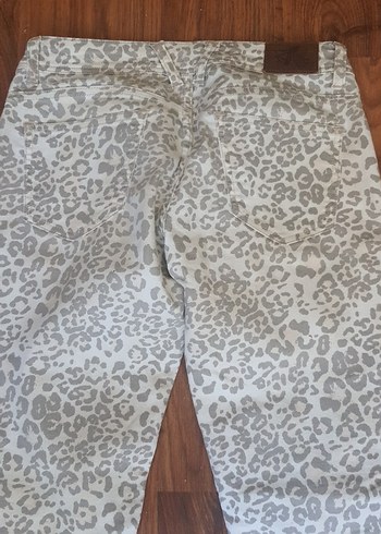 40 Beden gri Renk Leopar Desenli Kadın Kumaş Pantolon