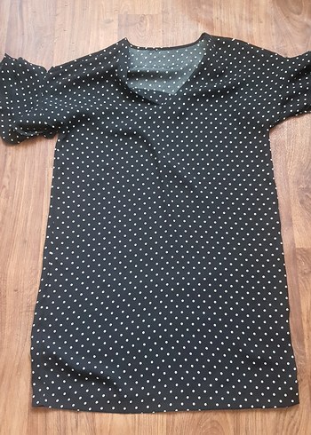 Siyah Puantiyeli V Yaka Hamile Bluzu - Görsel 6