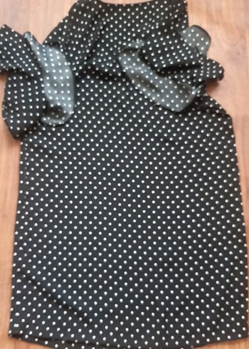 Siyah Puantiyeli V Yaka Hamile Bluzu - Görsel 8