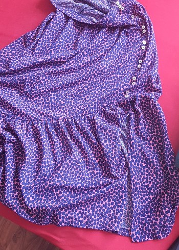 Düğmeli Mor Bağlama Desenli Hamile Etek - Görsel 3