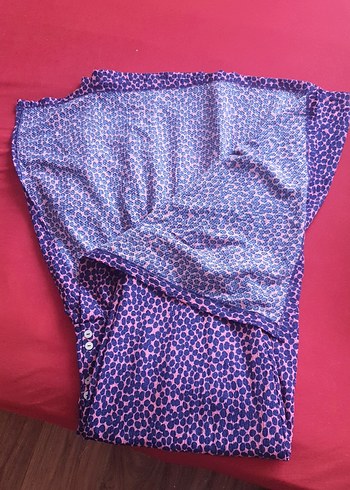 Düğmeli Mor Bağlama Desenli Hamile Etek - Görsel 7