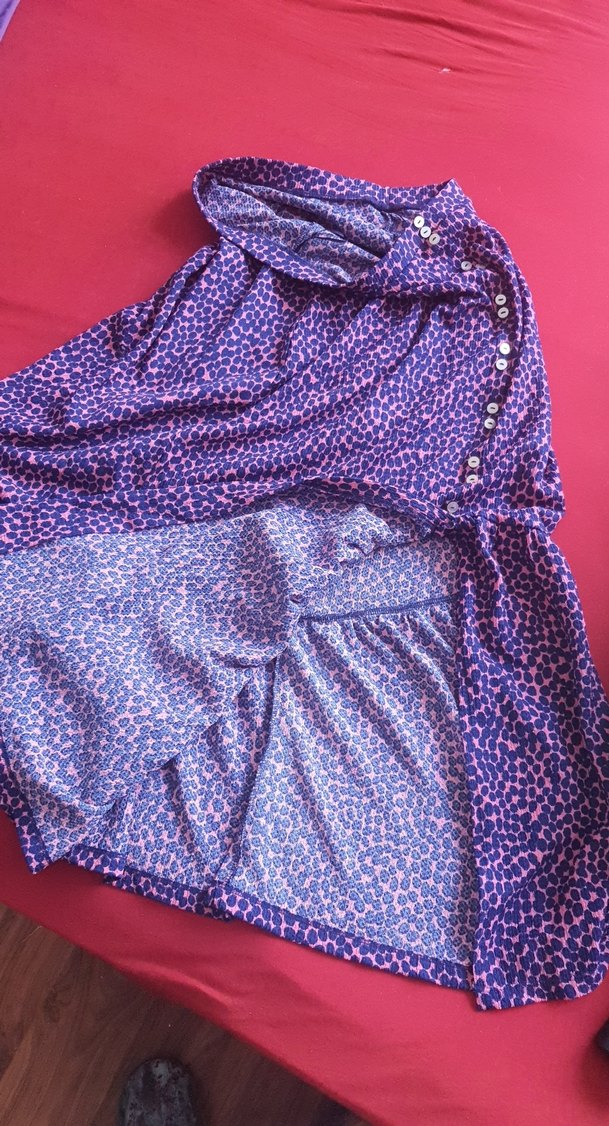 Düğmeli Mor Bağlama Desenli Hamile Etek - Görsel 4