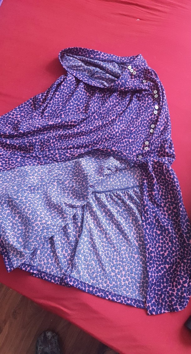 Düğmeli Mor Bağlama Desenli Hamile Etek - Görsel 5