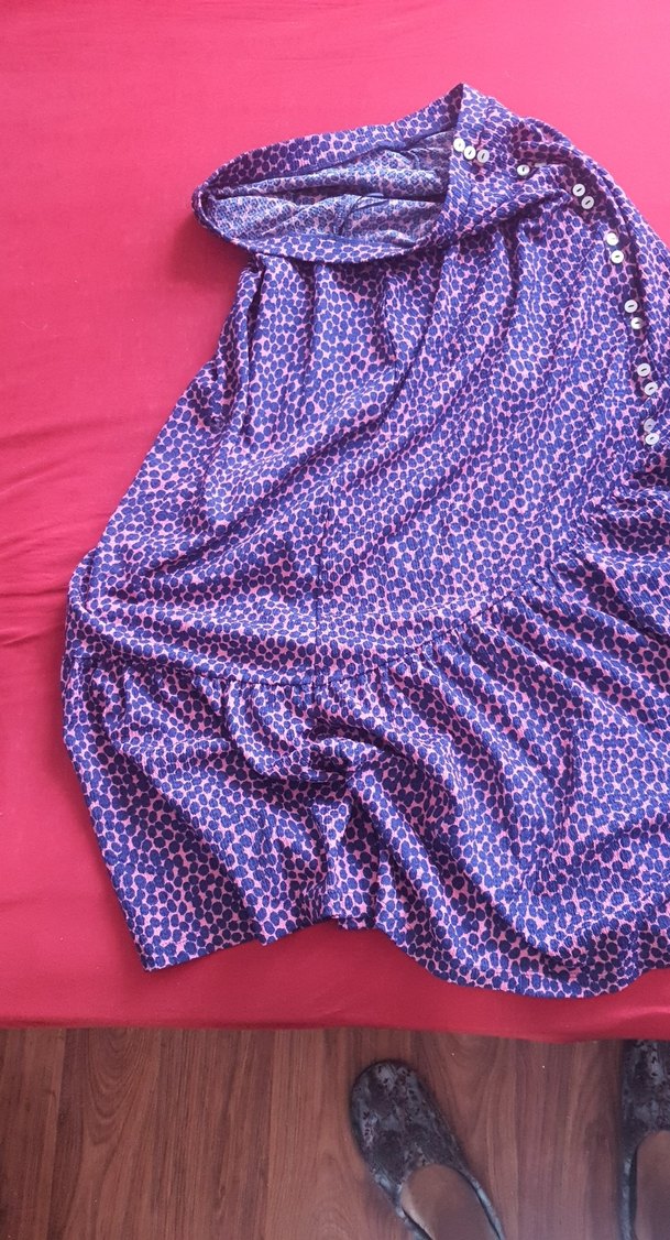 Düğmeli Mor Bağlama Desenli Hamile Etek - Görsel 2