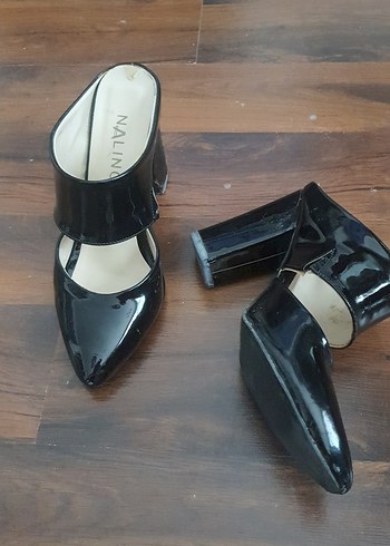 Nalıncı Siyah Blok Topuklu Stiletto - Görsel 2