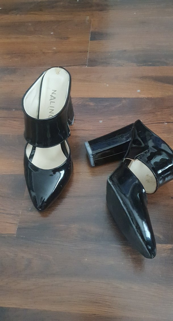 Nalıncı Siyah Blok Topuklu Stiletto - Görsel 2