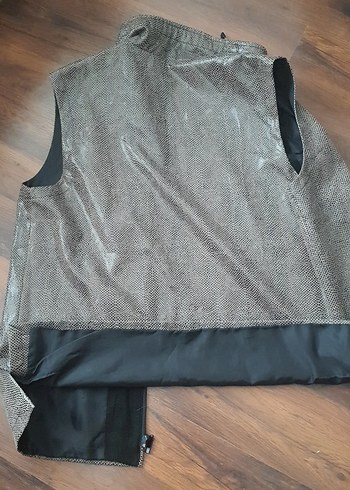 Gri Yılan Desenli Deri Kolsuz Yelek - Görsel 6