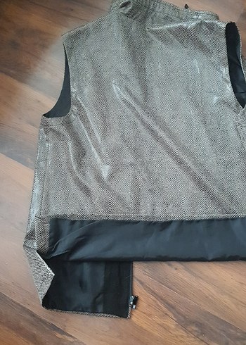 Gri Yılan Desenli Deri Kolsuz Yelek - Görsel 7