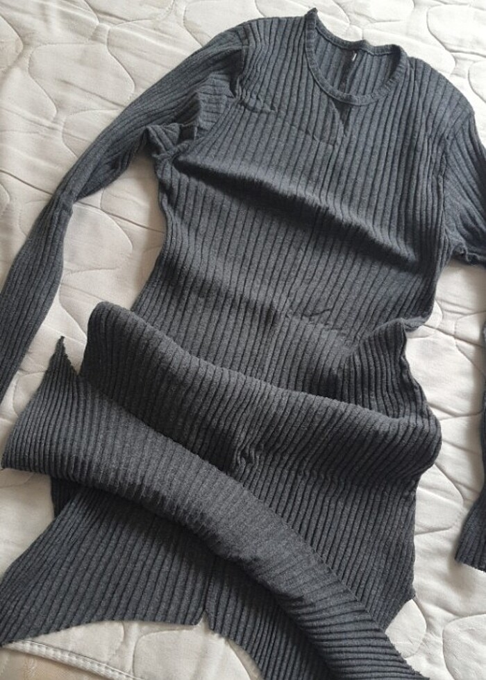 Koyu gri tunik large beden uzun - Görsel 3