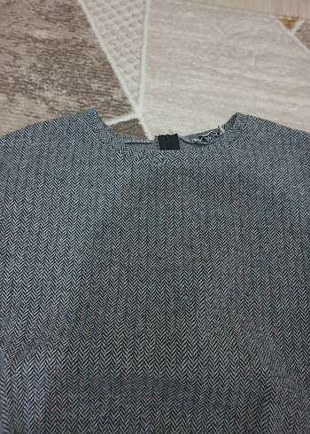 Gri Kadın Örgü Salaş Mini Kazak - Görsel 2