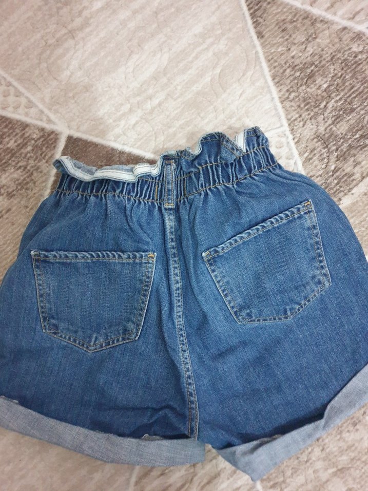Düğmeli Mavi Kadın Mini Denim Şort - Görsel 2