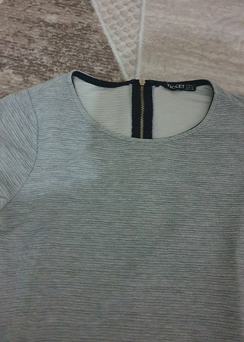 Kadın Gri Kısa Fitilli Sweatshirt - Görsel 3