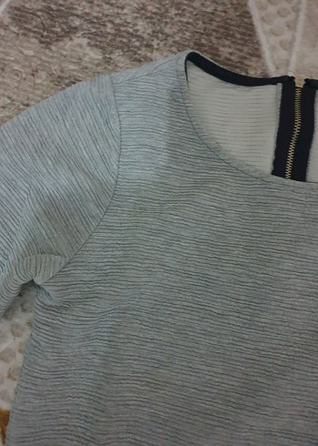 Kadın Gri Kısa Fitilli Sweatshirt - Görsel 2