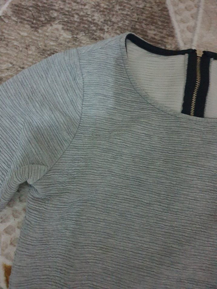 Kadın Gri Kısa Fitilli Sweatshirt - Görsel 2