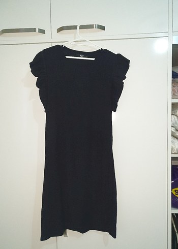 Siyah mini Fırfırlı Kolsuz Elbise - Görsel 2