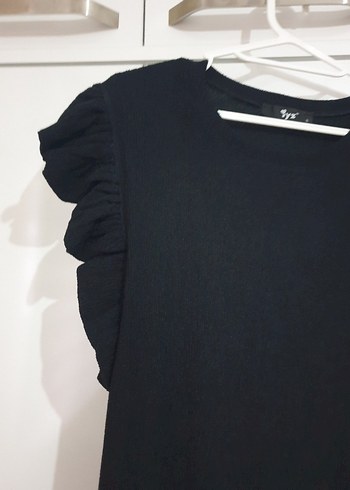 Siyah mini Fırfırlı Kolsuz Elbise - Görsel 3