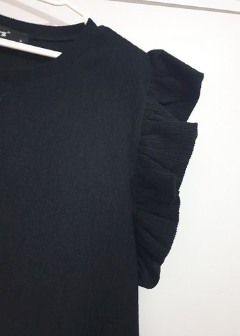 Siyah mini Fırfırlı Kolsuz Elbise - Görsel 4