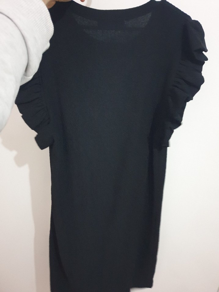 Siyah mini Fırfırlı Kolsuz Elbise - Görsel 5