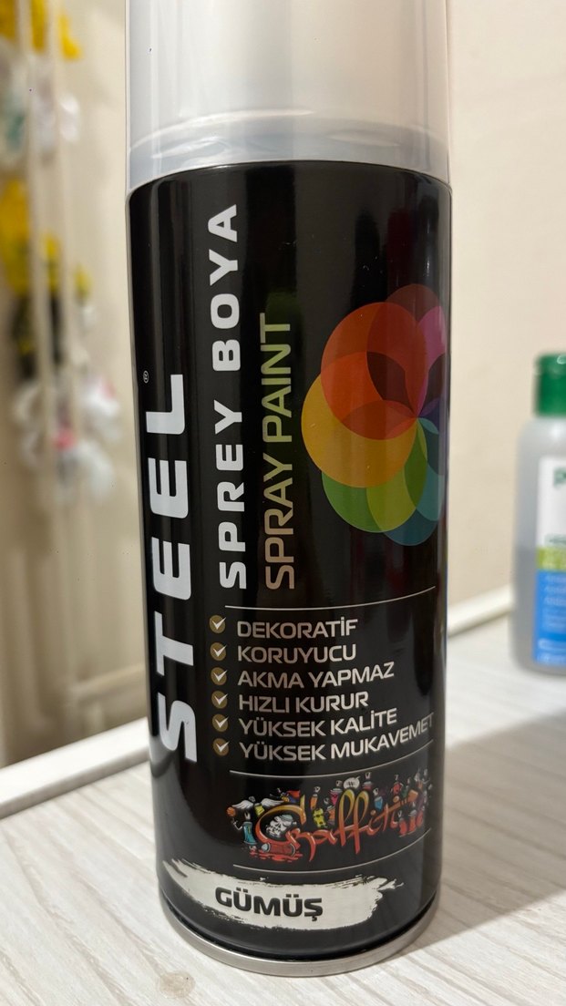 Gümüş Renkli Hızlı Kuruyan Sprey Boya - Görsel 3