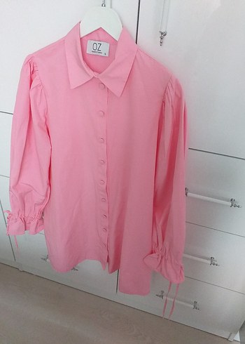 LC Waikiki Pembe Düğmeli Uzun Kollu Keten Gömlek