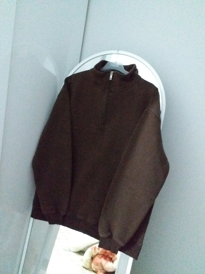 Kahverengi Yarım Fermuarlı Erkek Polar Sweatshirt - Görsel 3