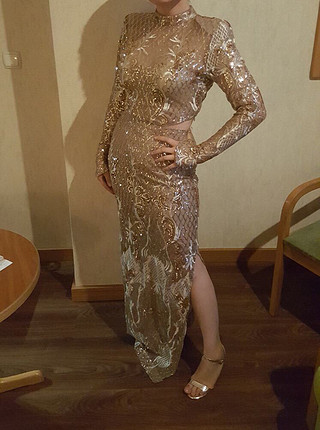 38 Beden Altın pul elbise mezuniyet raisa vanessa 
