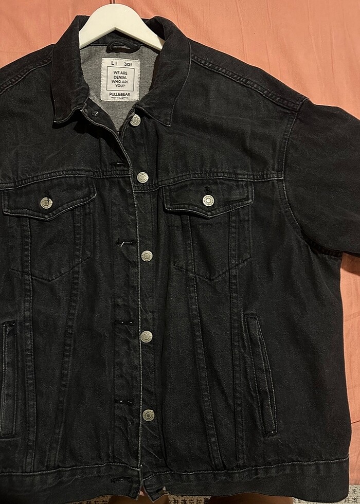 Pull and bear siyah kot ceket - Görsel 4