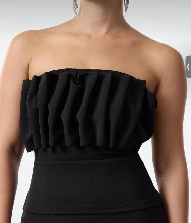 Straplez siyah bluz - Görsel 3