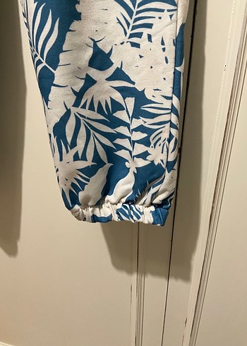 Mavi Desenli Rahat Kesim Kadın Kumaş eşofman altı - Görsel 3