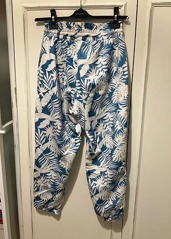 Mavi Desenli Rahat Kesim Kadın Kumaş eşofman altı - Görsel 4