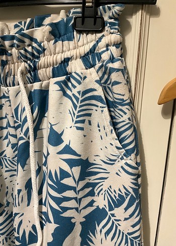 Mavi Desenli Rahat Kesim Kadın Kumaş eşofman altı - Görsel 2