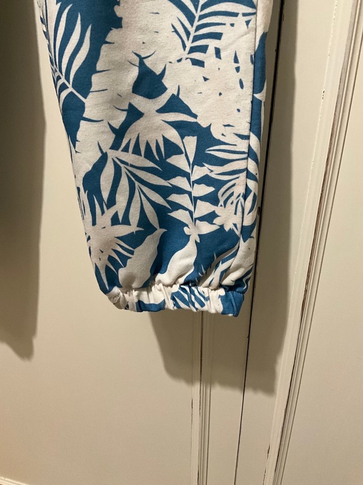 Mavi Desenli Rahat Kesim Kadın Kumaş eşofman altı - Görsel 3