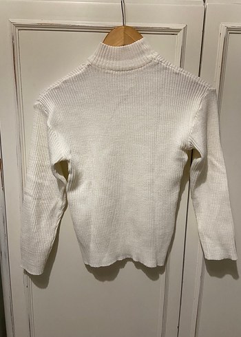 Beyaz Fitilli Balıkçı Yaka Kadın Kazak - Görsel 5