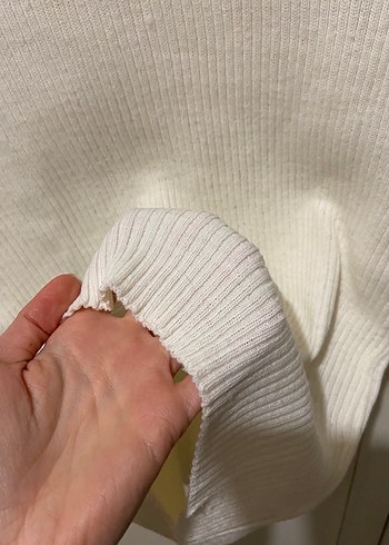 Beyaz Fitilli Balıkçı Yaka Kadın Kazak - Görsel 2