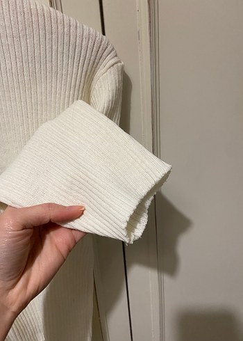 Beyaz Fitilli Balıkçı Yaka Kadın Kazak - Görsel 4