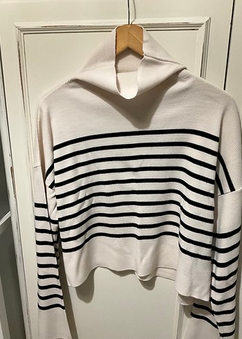 Trendyolmilla Boğazlı Çizgili Kadın Triko Kazak - Görsel 3