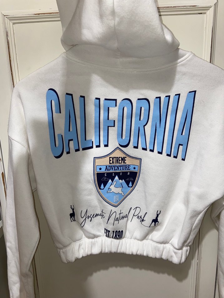 Koton Beyaz Kapüşonlu Fermuarlı Kadın Sweatshirt - Görsel 4