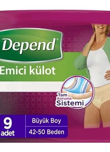 Diğer Depend L beden 9 adetli