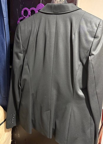 Düğmeli Siyah Kadın Blazer Ceket ve pantolon - Görsel 3