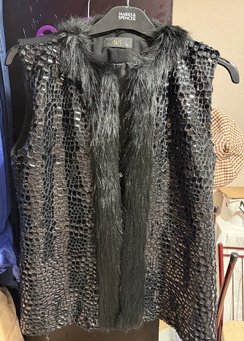 Yılan Desenli Gri Uzun Kürklü Kadın Elbise - Görsel 3