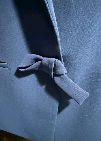 Mavi Kadın Kemerli Midi Blazer - Görsel 3