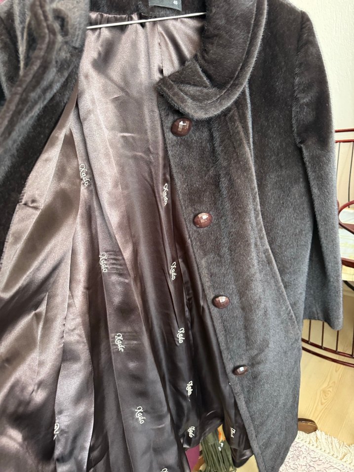 Kahverengi düğmeli Midi yün kaban - Görsel 4