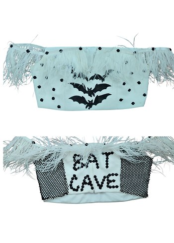 Devekuşu tüylü bat cave tasarım crop