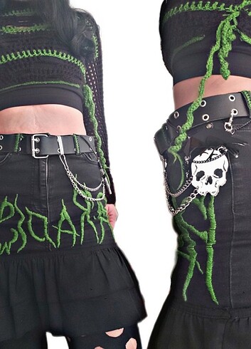 s Beden siyah Renk Punk gothic fairycore y2k paradise etek