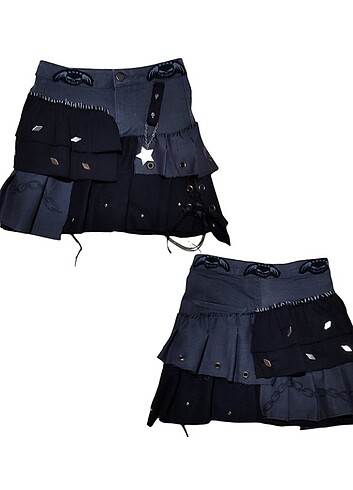 xs Beden gri Renk Punk rock goth y2k fairycore emo mini etek